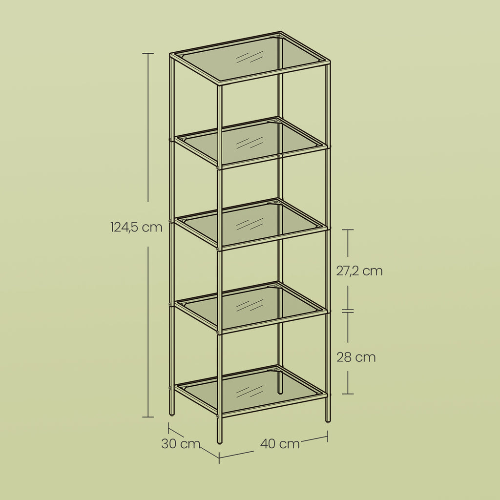 5-layer glass shelf, bookcase, storage board