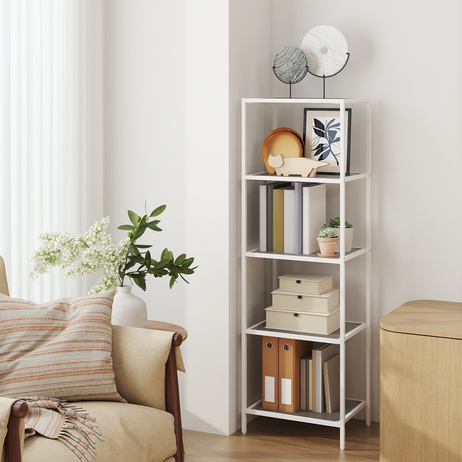 5-layer glass shelf, bookcase, storage board