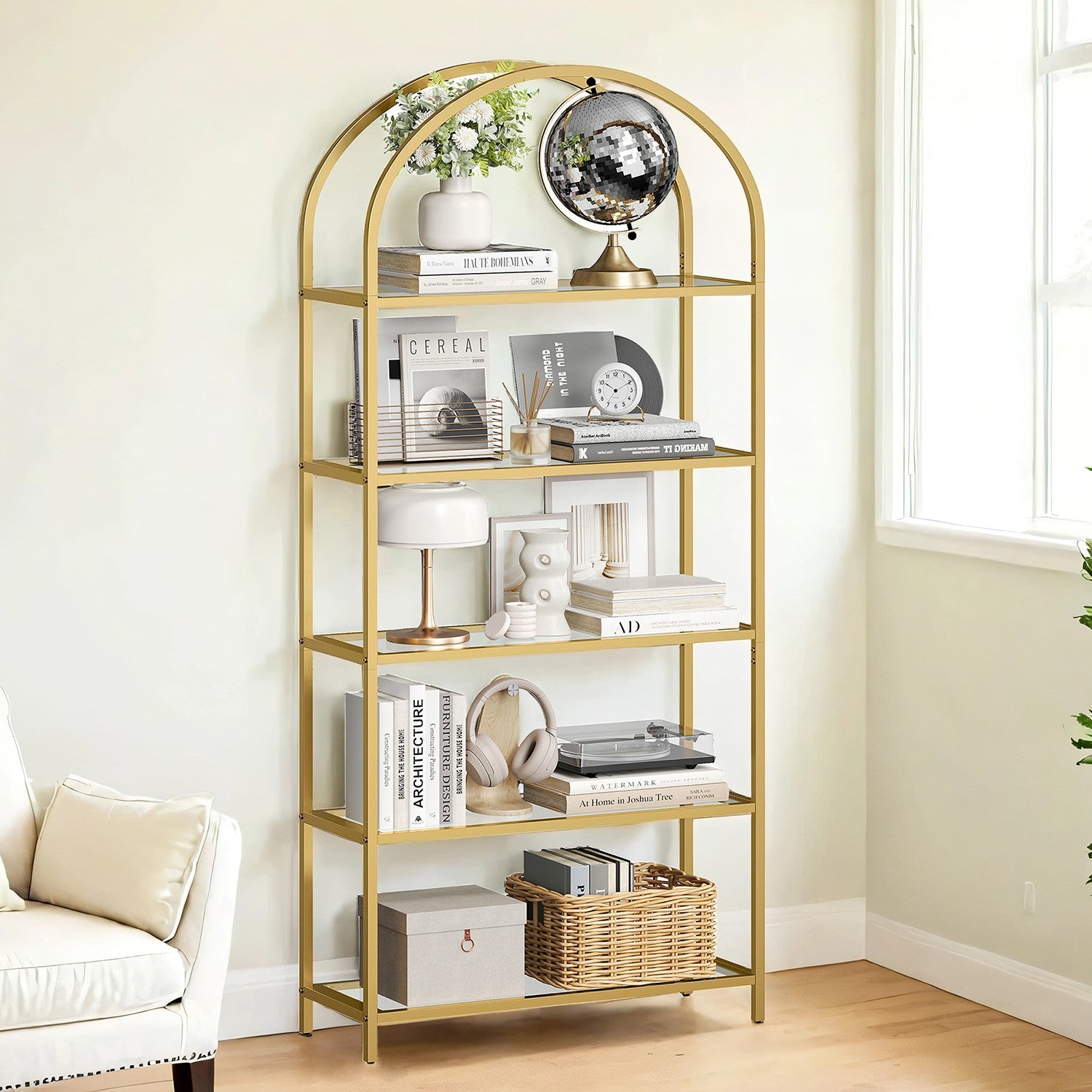 Bookcase - 5 levels - Tempered glass