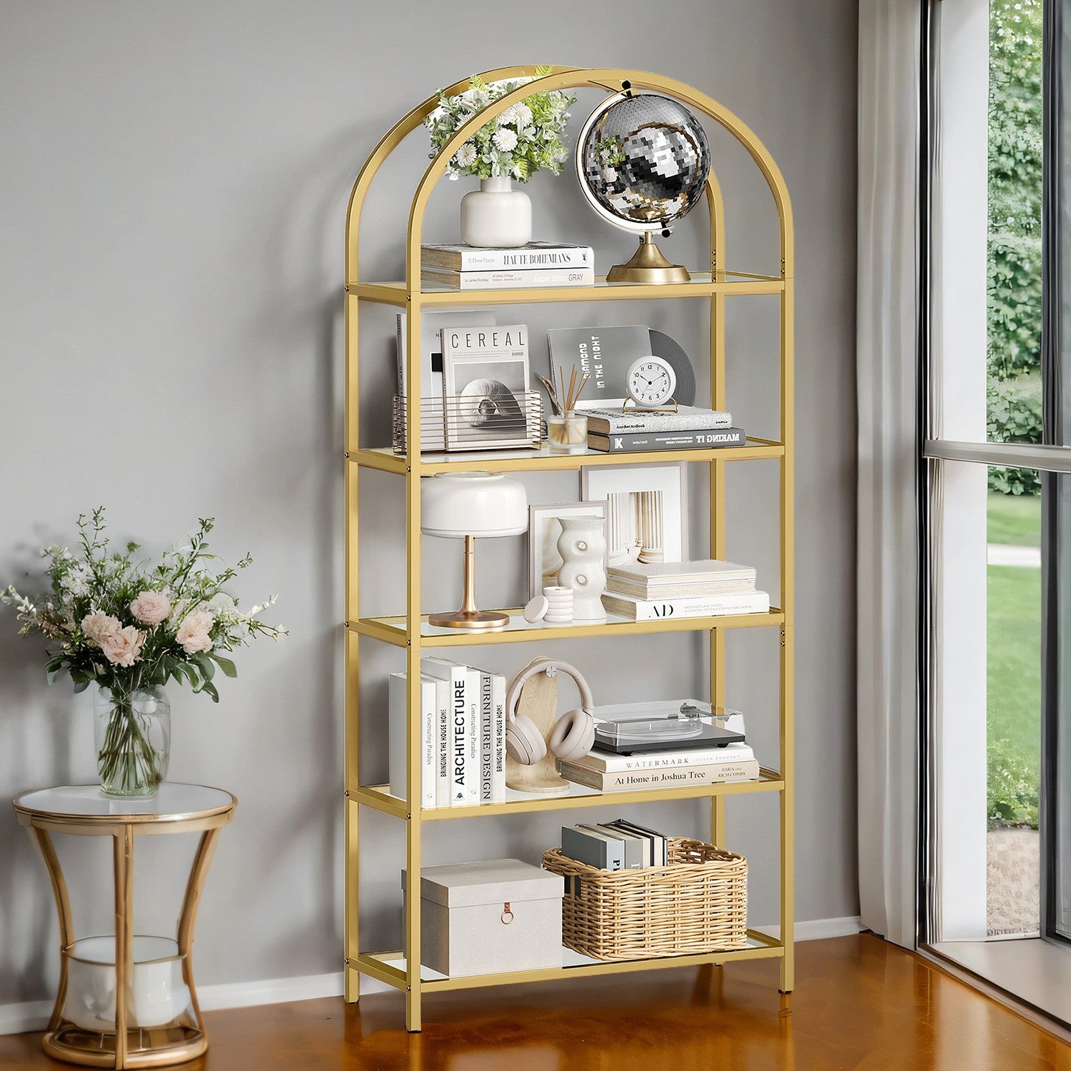 Bookcase - 5 levels - Tempered glass