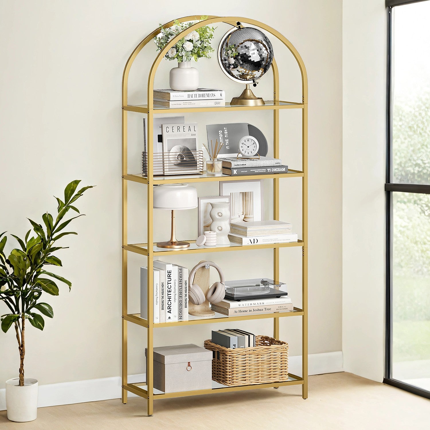 Bookcase - 5 levels - Tempered glass