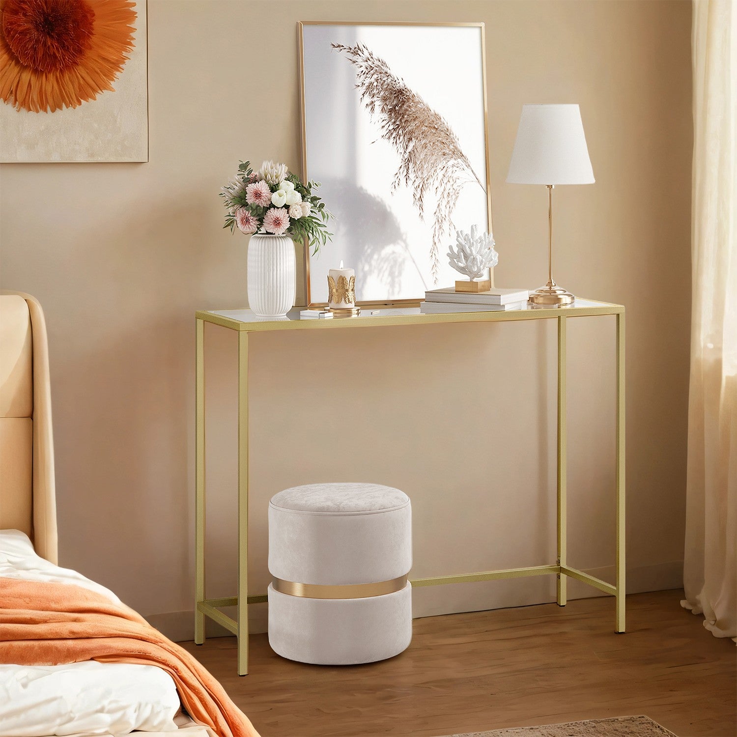 Tailed glass side table, consolet table, coffee table