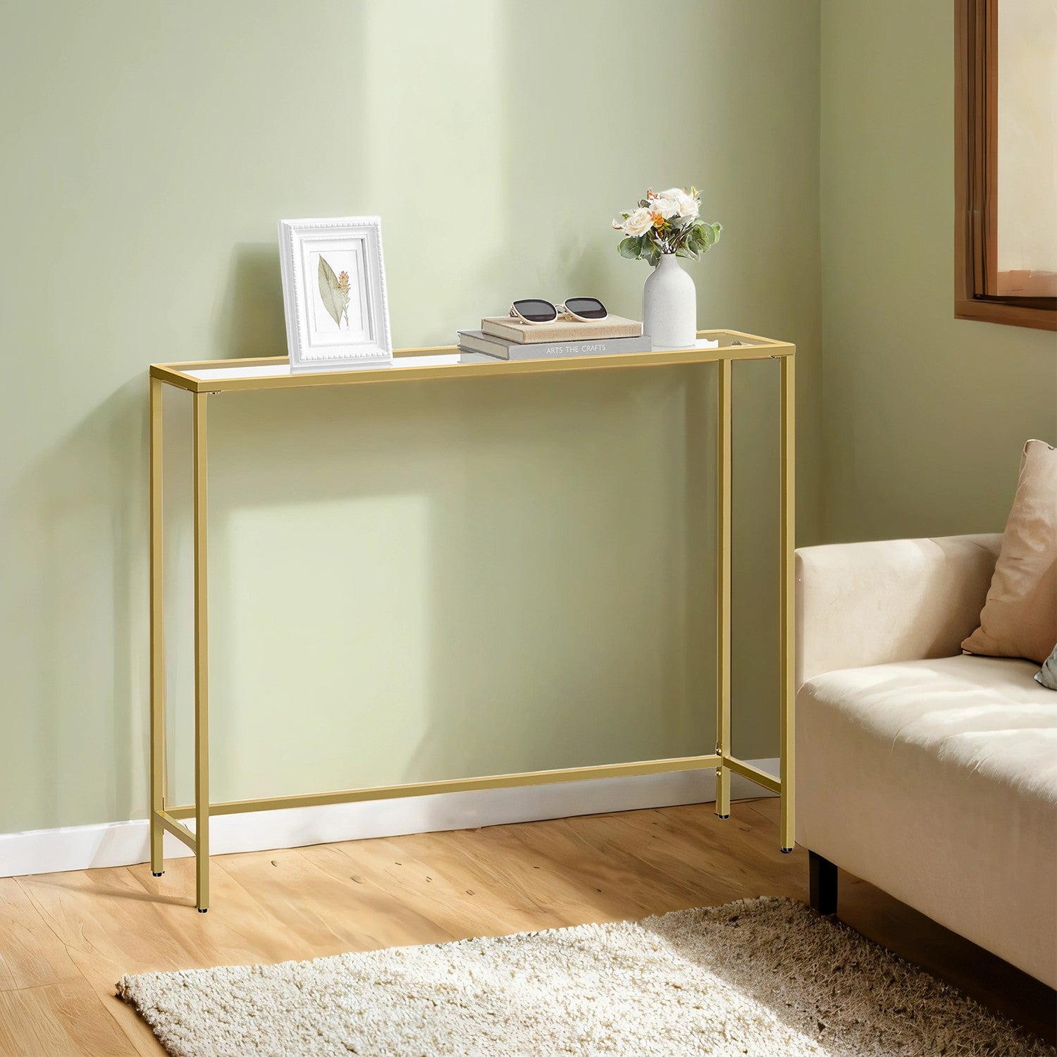 Tailed glass side table, consolet table, coffee table