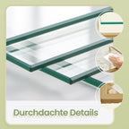 5-layer bookcase made of tempered glass, arched storage board