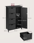 Bathroom furniture - 4 drawers - 30 × 55 × 82 cm - ink black