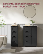 Bathroom furniture - 4 drawers - 30 × 55 × 82 cm - ink black