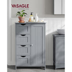 Narrow cupboard - Bathroom cabinet - With 4 drawers - Gray