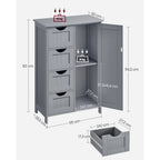 Narrow cupboard - Bathroom cabinet - With 4 drawers - Gray