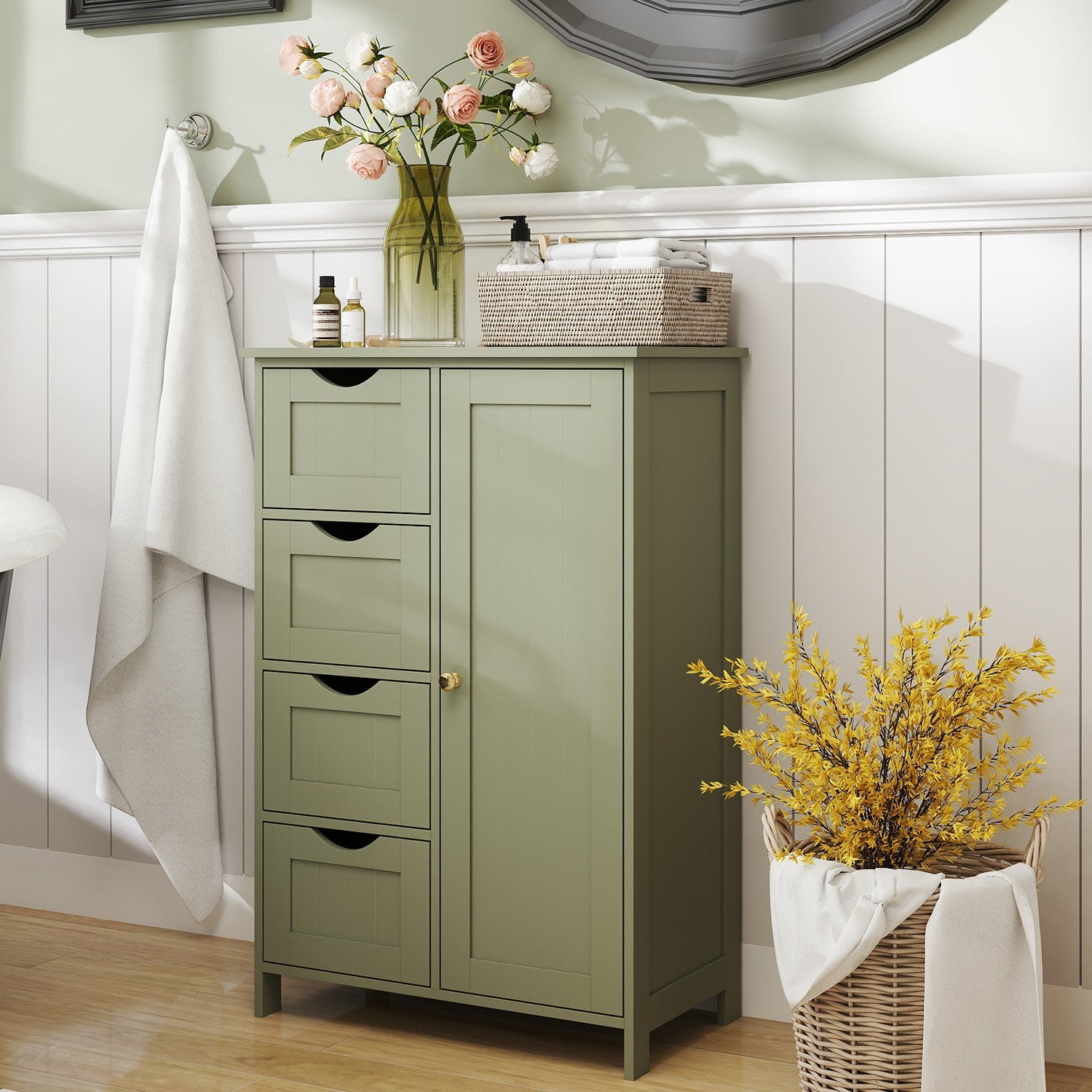 Bathroom cabinet - narrow side cupboard for bathroom, modern design
