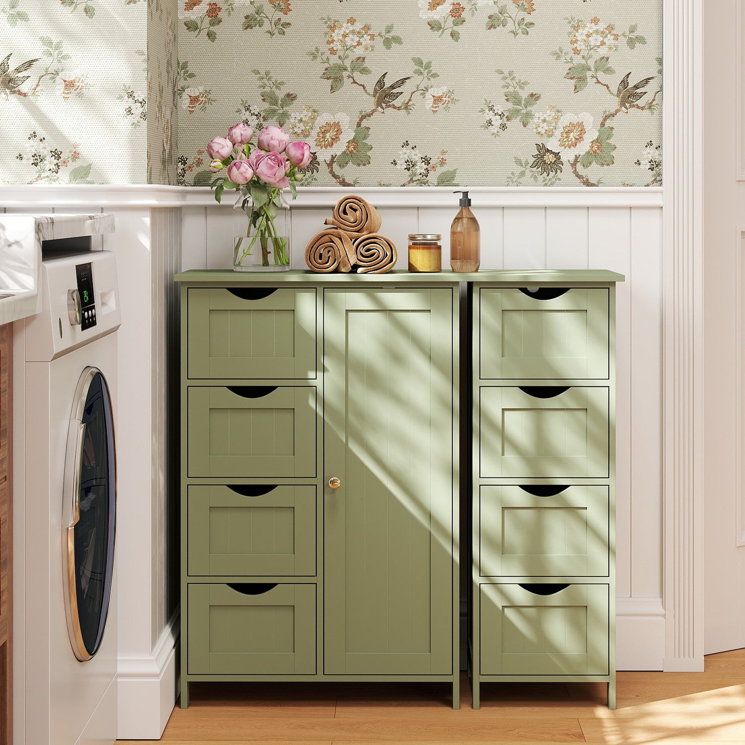 Bathroom cabinet - narrow side cupboard for bathroom, modern design