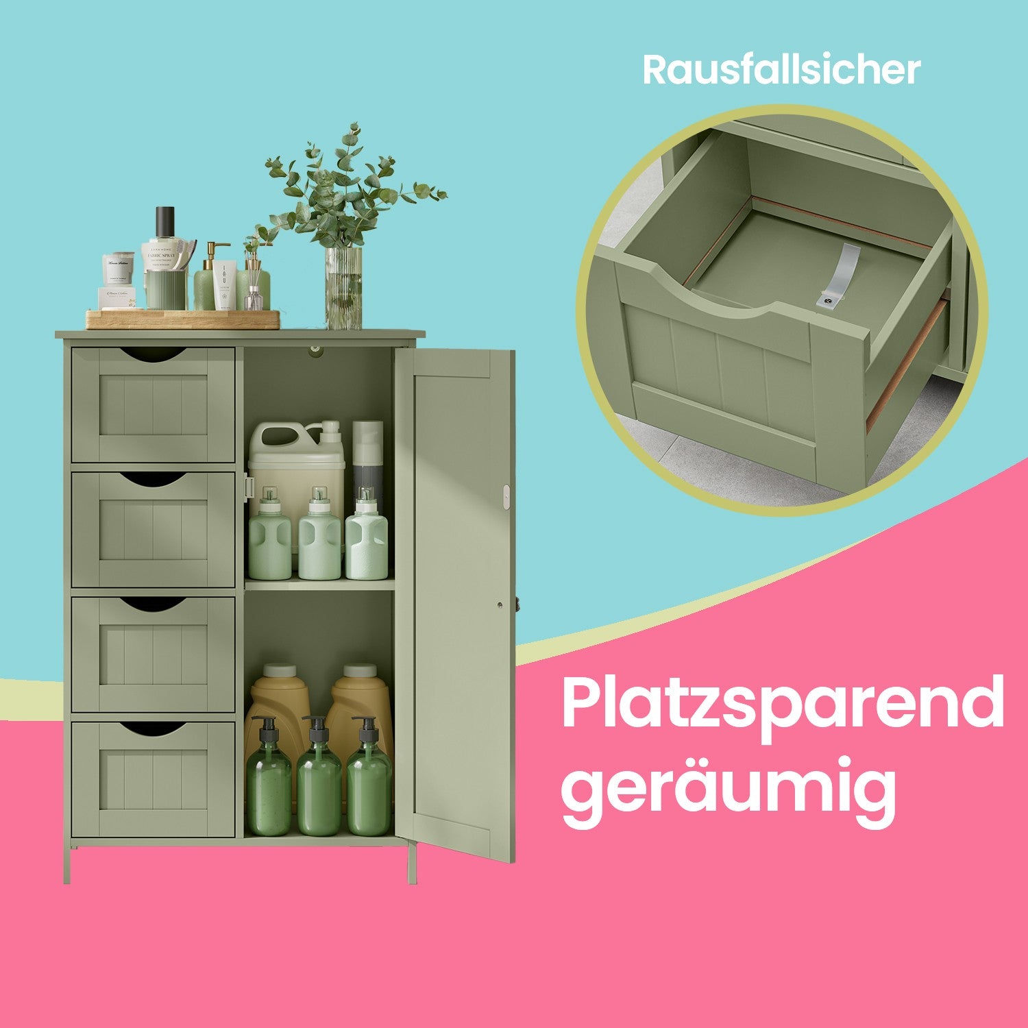Bathroom cabinet - narrow side cupboard for bathroom, modern design