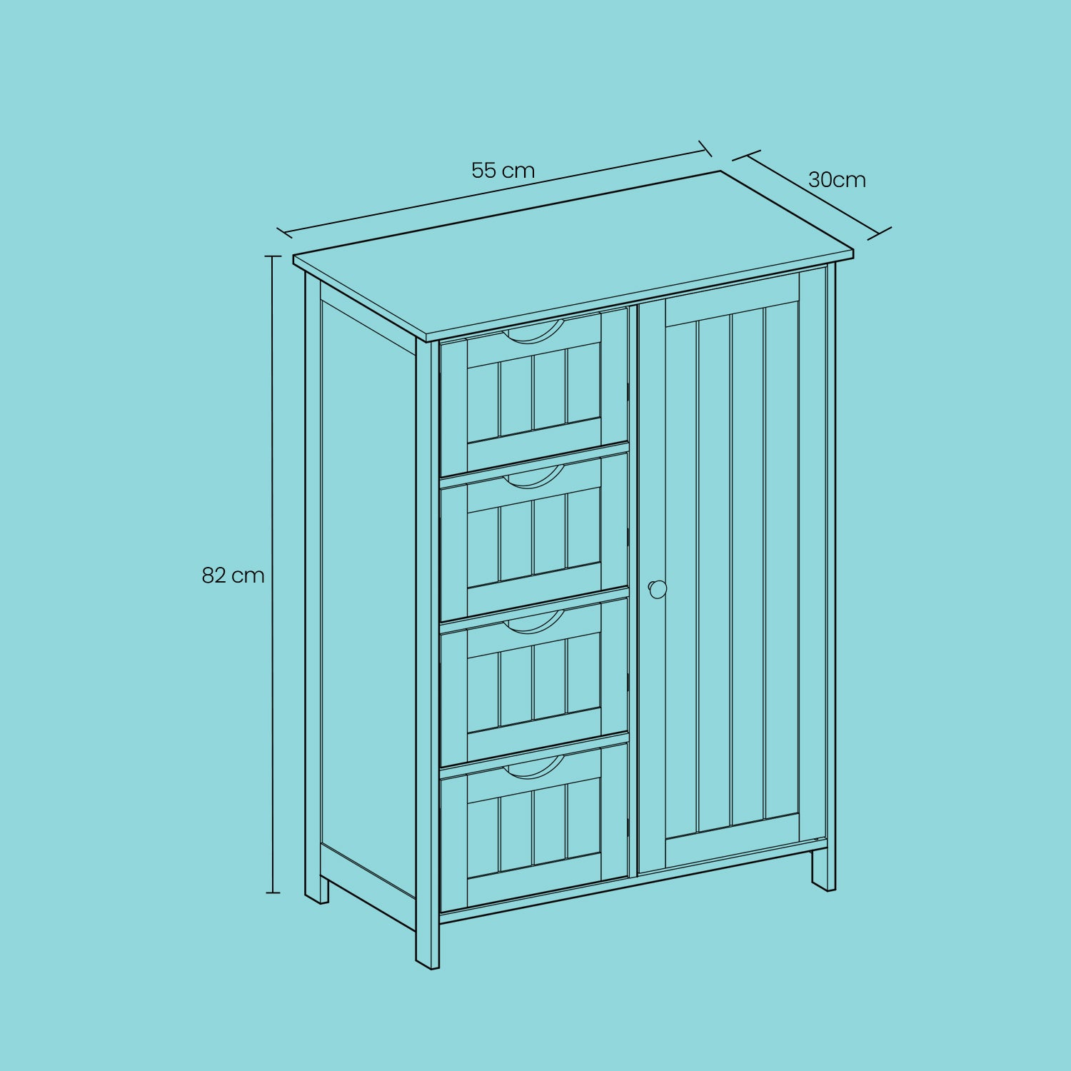 Bathroom cabinet - narrow side cupboard for bathroom, modern design