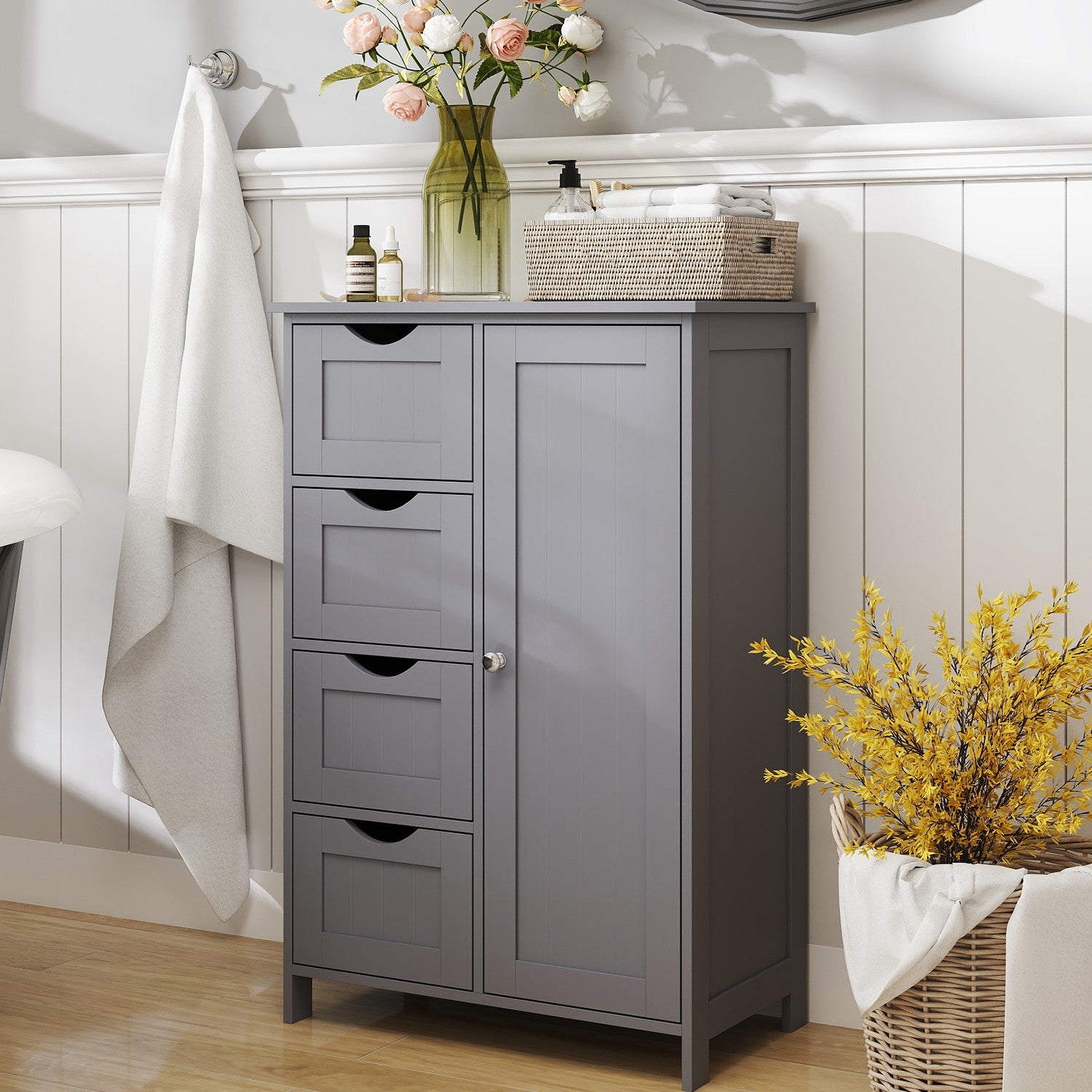 Bathroom cabinet - narrow side cupboard for bathroom, modern design