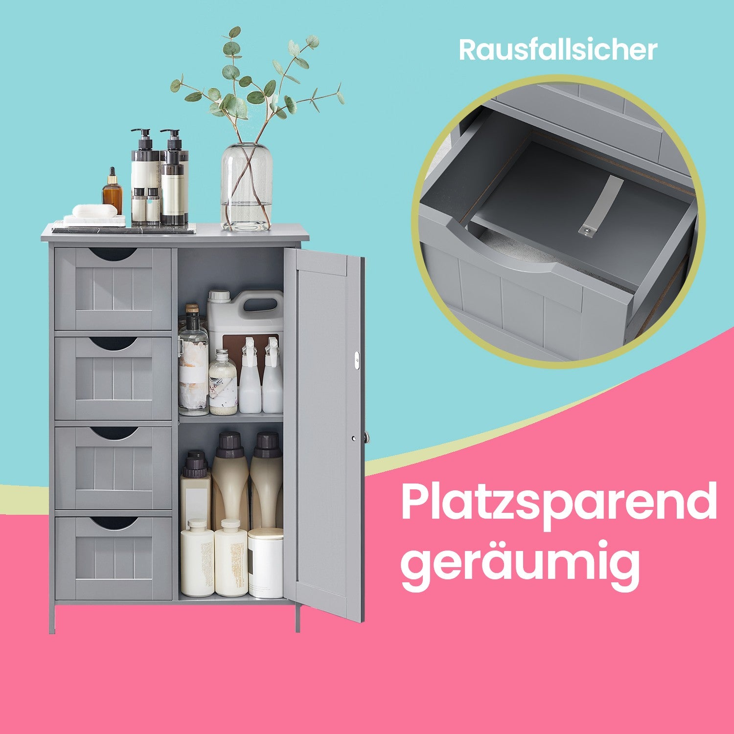 Bathroom cabinet - narrow side cupboard for bathroom, modern design