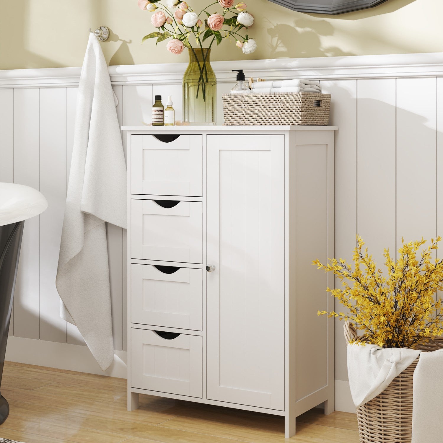 Bathroom cabinet - narrow side cupboard for bathroom, modern design