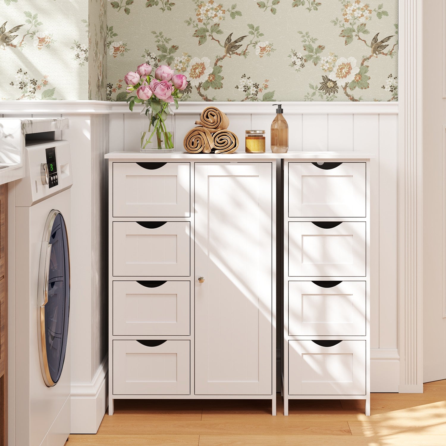 Bathroom cabinet - narrow side cupboard for bathroom, modern design