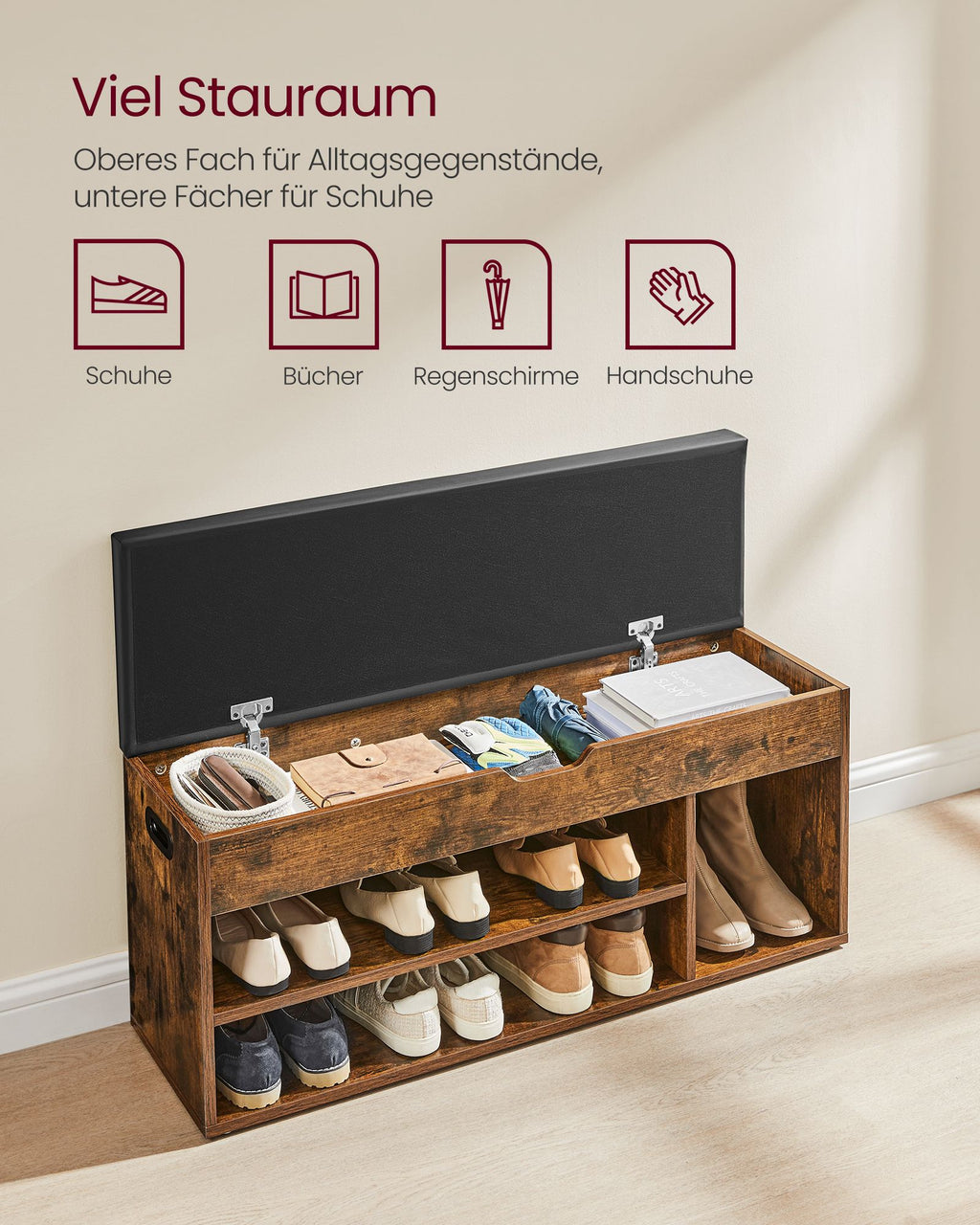Shoe Bank - covered with seat - Vintage Brown