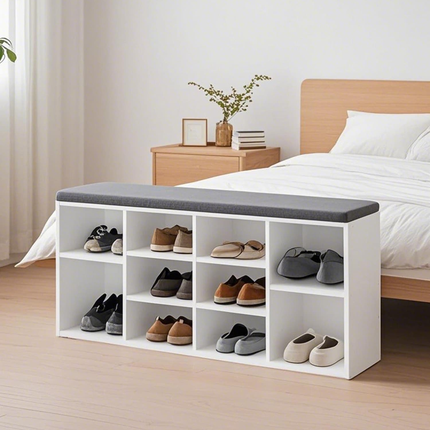 Shoe bench - sofa with storage space, combined with shoe rack