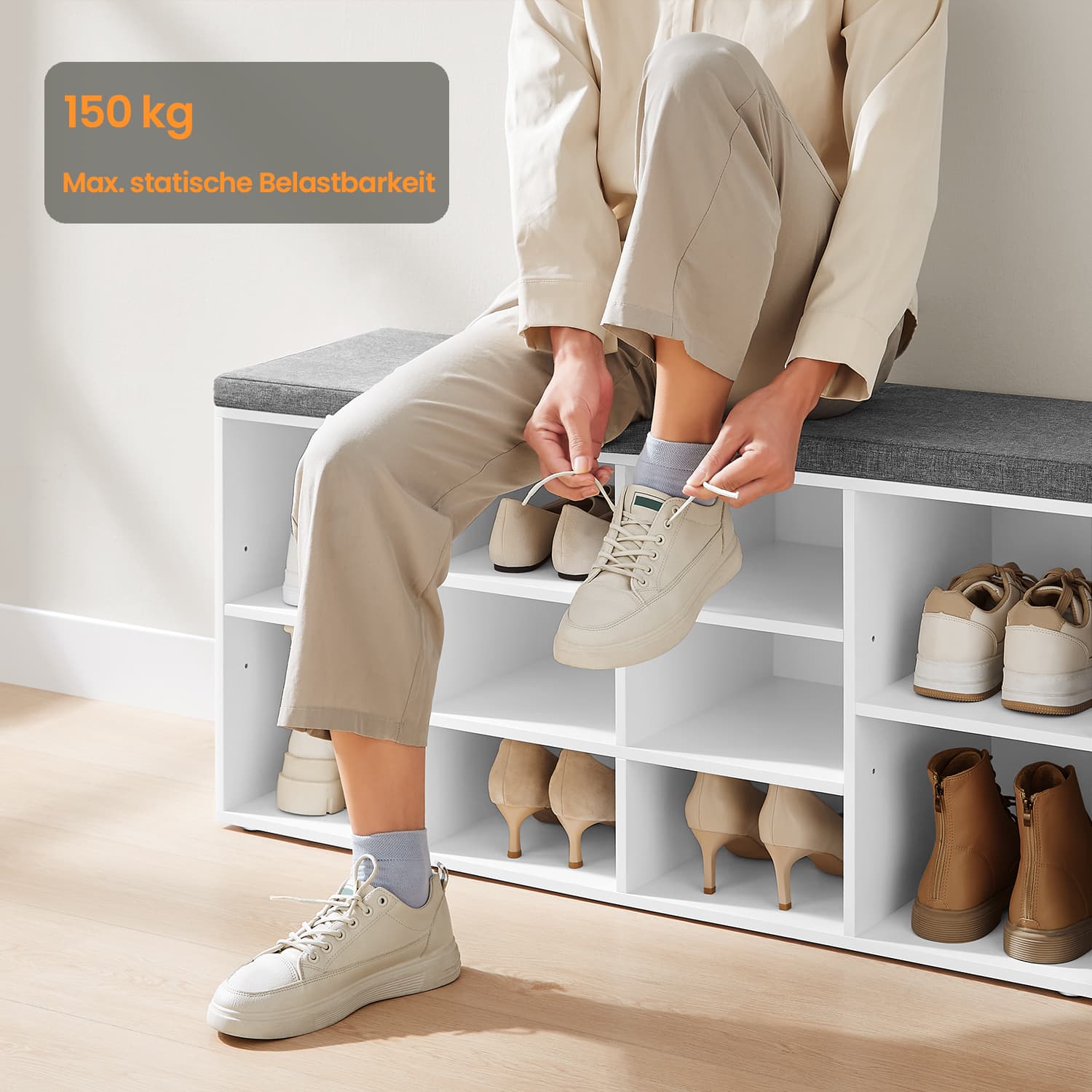 Shoe bench - sofa with storage space, combined with shoe rack