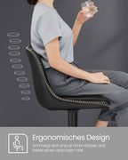 Bar stool - Set of 2 - with backrest - ink black