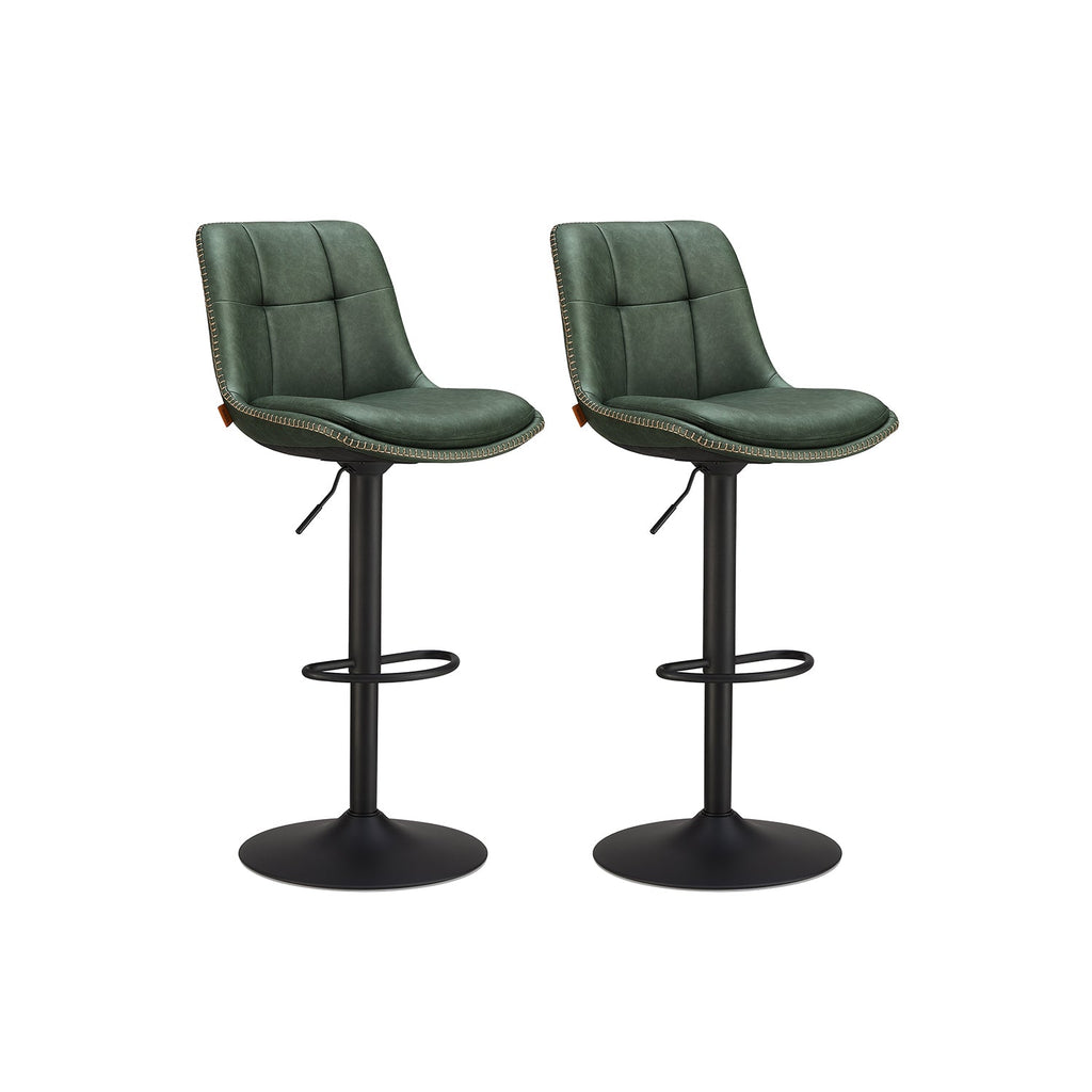 Bar stool - Set of 2 - with backrest - ink black