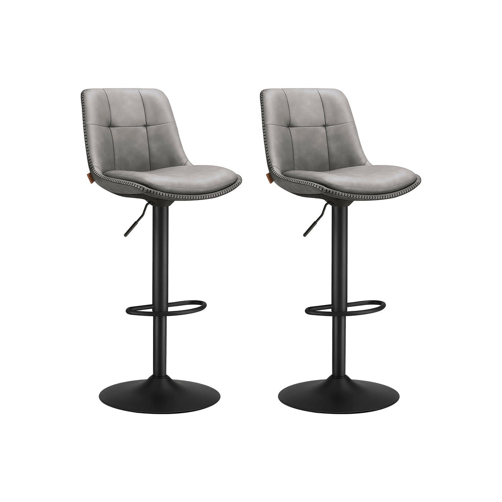 Bar stool - Set of 2 - with backrest - ink black