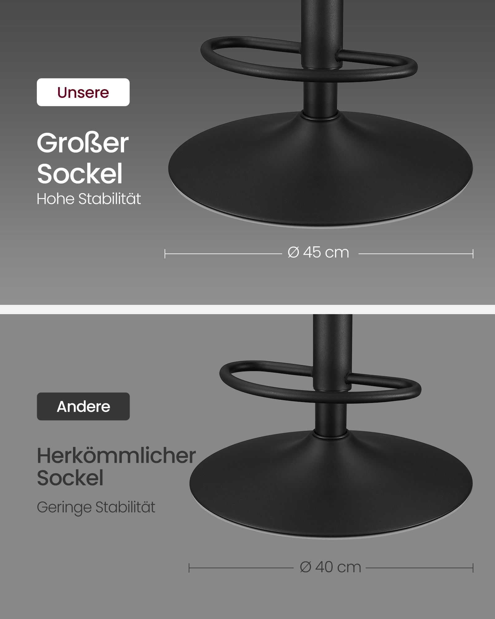Bar stool - Set of 2 - with footrest - pigeon gray