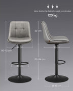Bar stool - Set of 2 - with footrest - pigeon gray
