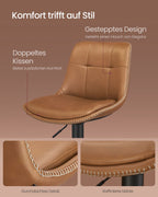 Bar stool - Set of 2 - with backrest - caramel brown