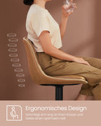 Bar stool - Set of 2 - with backrest - caramel brown