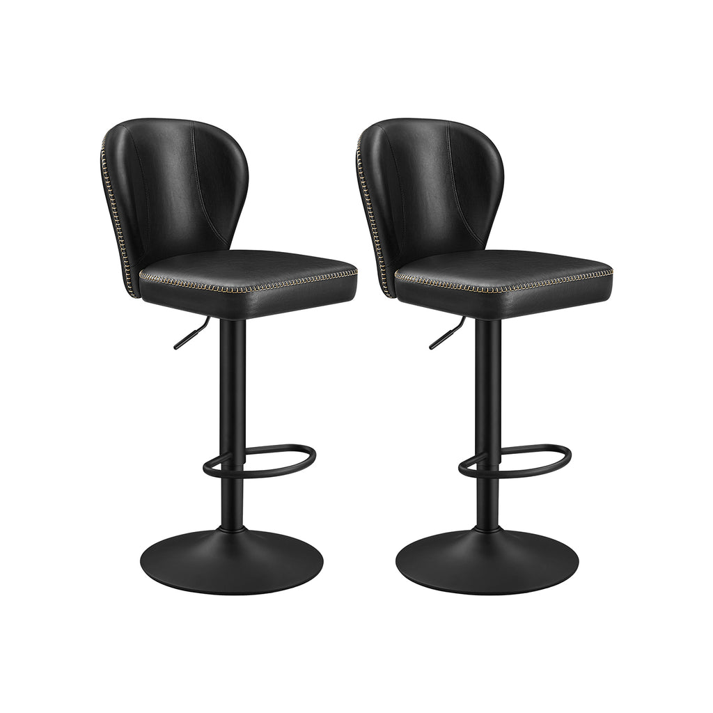 Set of 2 rotating bar stools with backrest ink -black