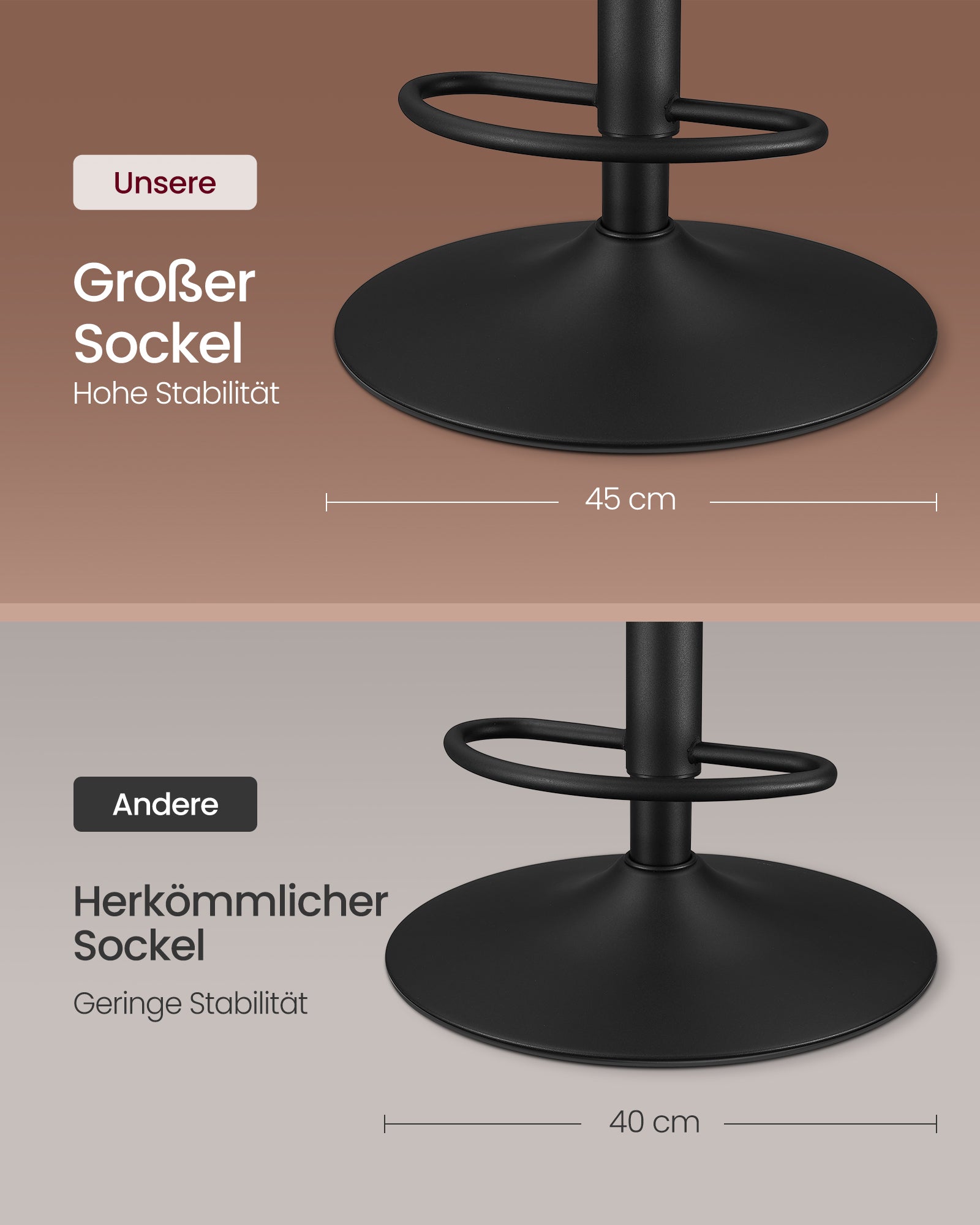 Bar stool set of 2 rotatable with backrest caramel brown