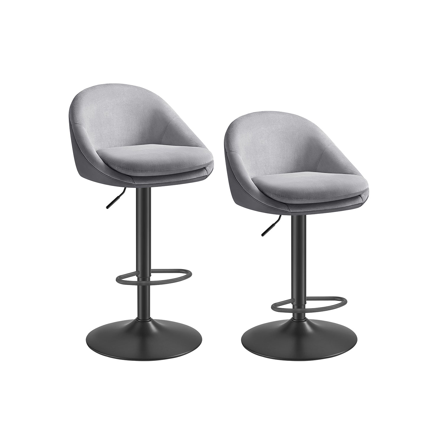 Bar stool set of 2 height-adjustable pigeon gray-black-black