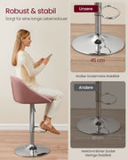Bar stool - Set of 2 - height adjustable - Pastel pink & silver gray