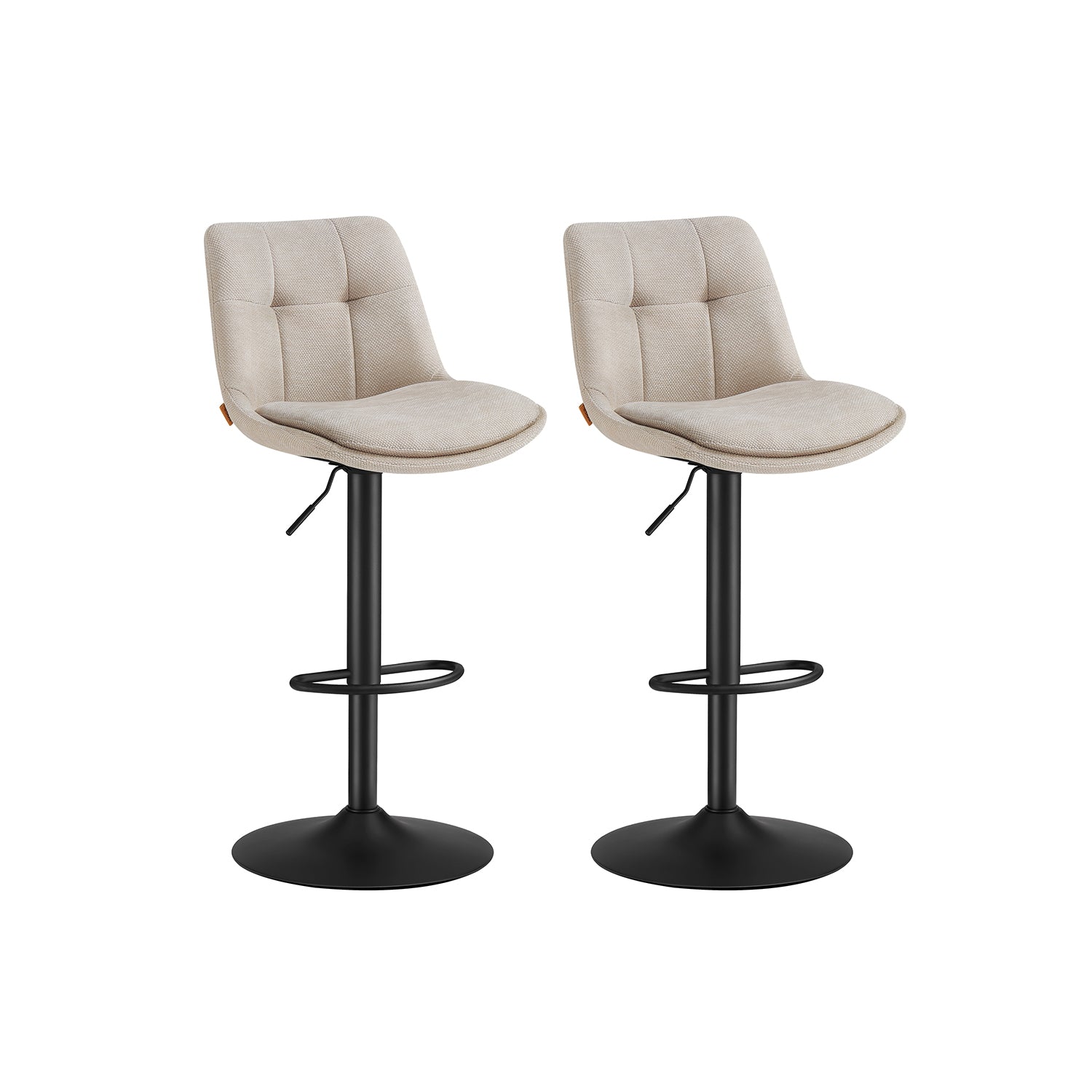 Bar chairs adjustable in height with backrest and footrest cream white