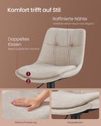 Bar chairs adjustable in height with backrest and footrest cream white