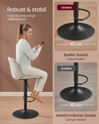 Bar chairs adjustable in height with backrest and footrest cream white
