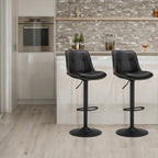 Bar stools - Set of 2 - with backrest - ink black
