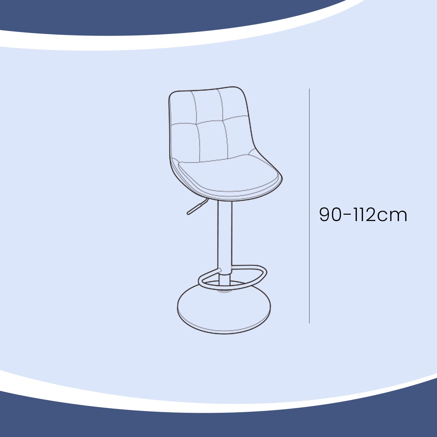 Bar stools - Set of 2 - with backrest - ink black