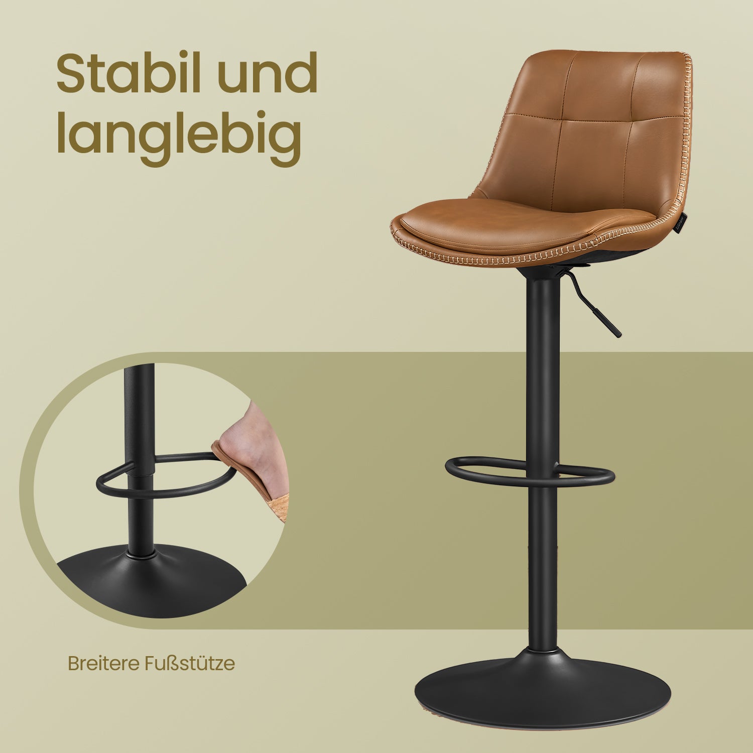 Bar stools - Set of 2 - with backrest - caramel brown