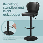 Bar stools - set of 2 - rotatable - with backrest - ink black