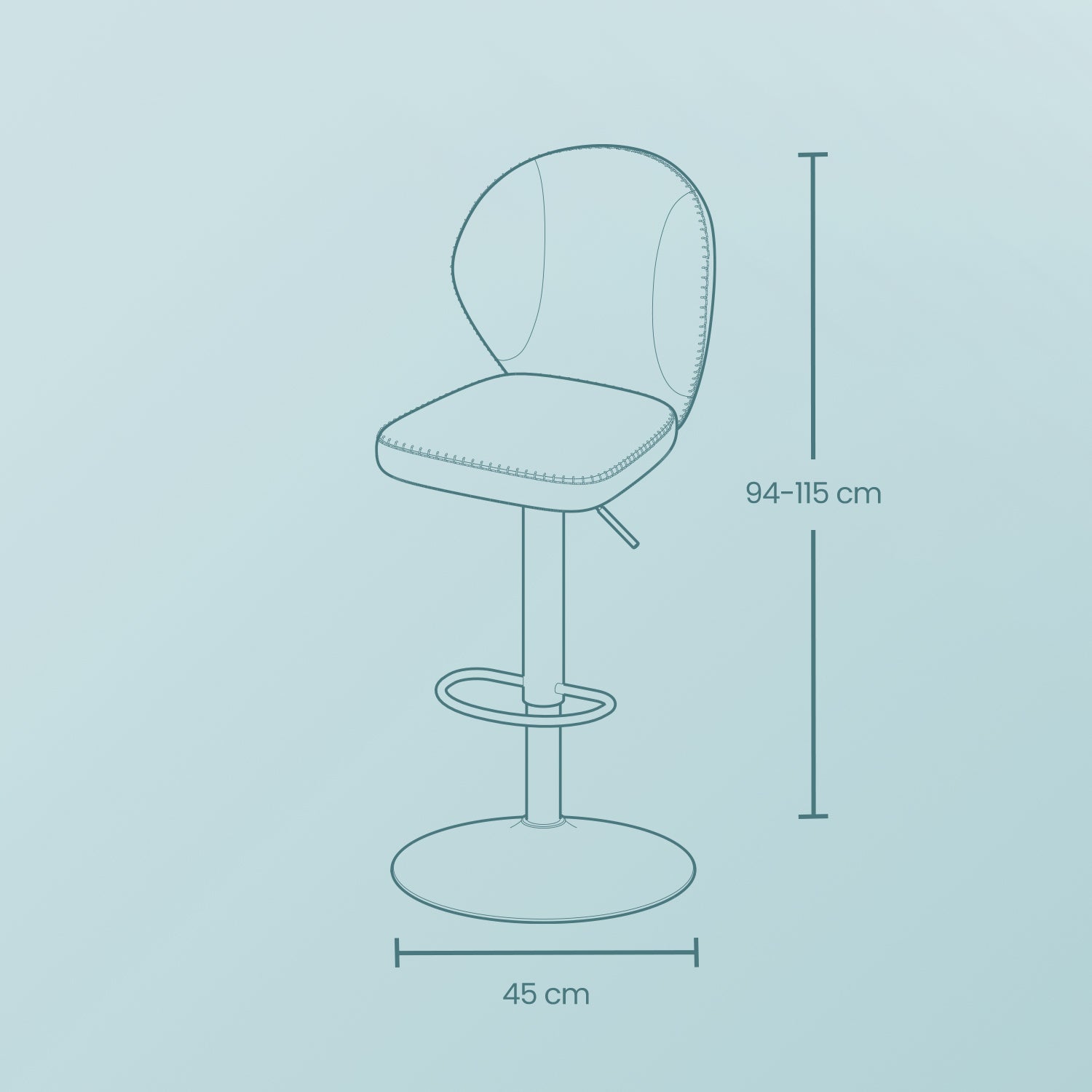 Bar stools - set of 2 - rotatable - with backrest - ink black