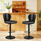Bar stools - set of 2 - rotatable - with backrest - ink black