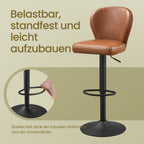 Bar stools - set of 2 - rotatable - with backrest - caramel brown