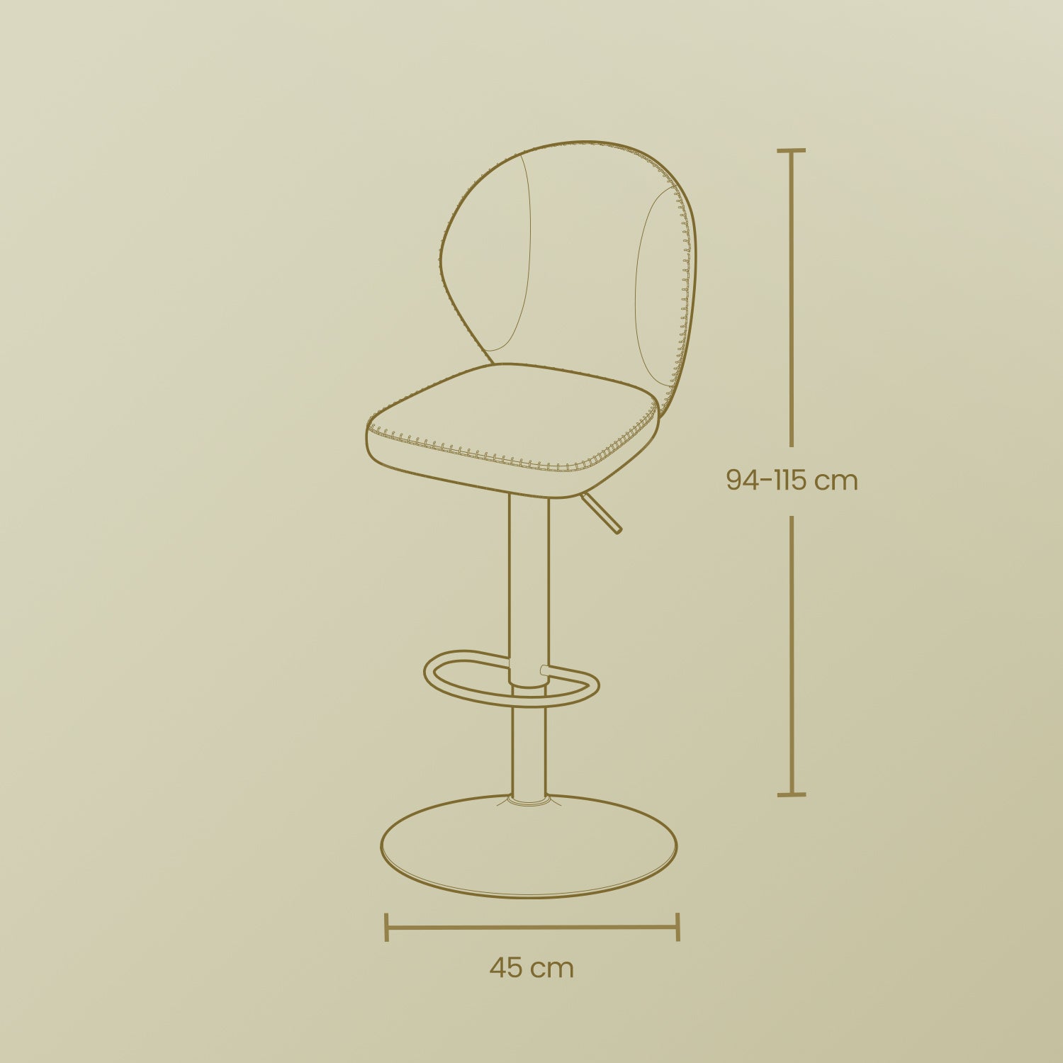 Bar stools - set of 2 - rotatable - with backrest - caramel brown