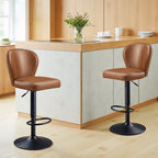 Bar stools - set of 2 - rotatable - with backrest - caramel brown