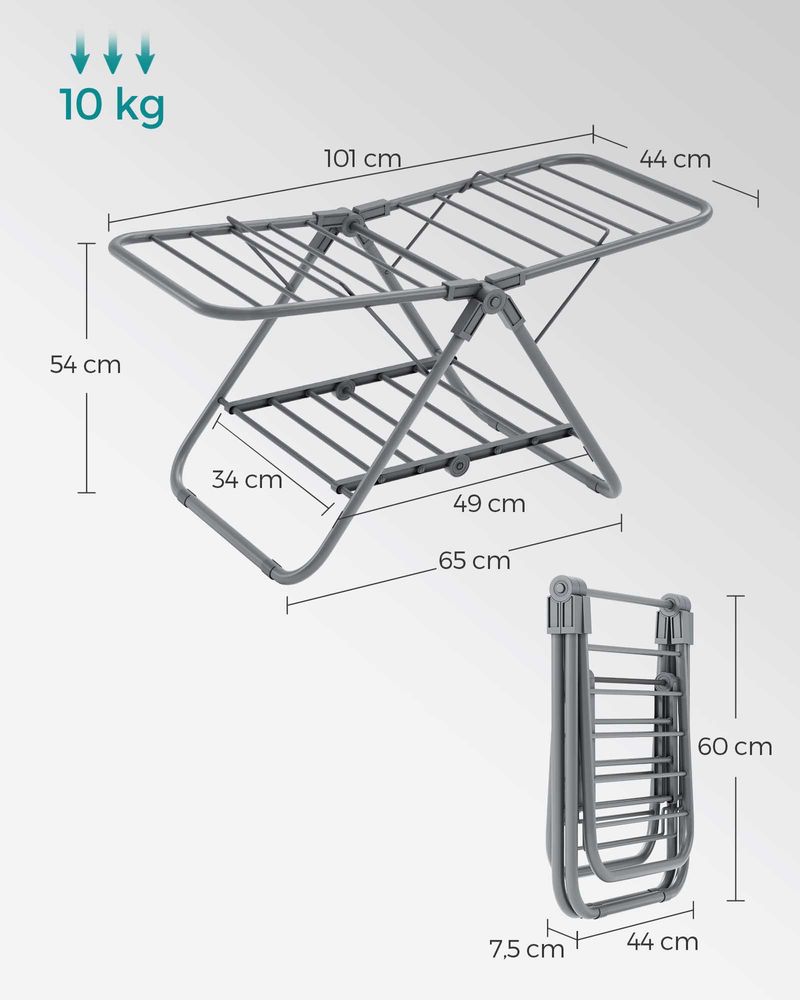Daring rack - With 2 wings - From steel - Gray