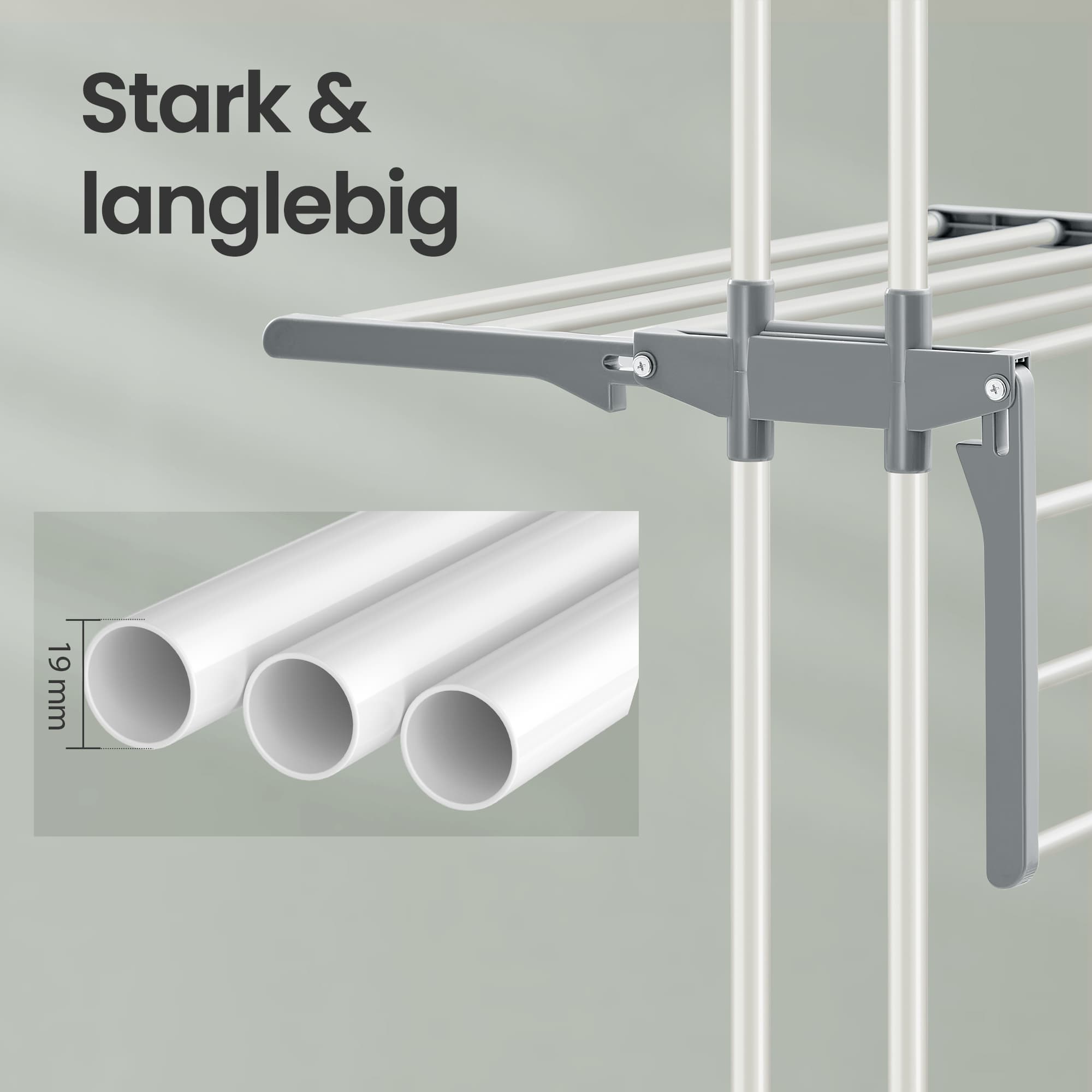 Drying rack - Foldable Washing rack - 173 cm high - Stainless steel - Gray