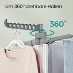 Drying rack - Foldable Washing rack - 173 cm high - Stainless steel - Gray