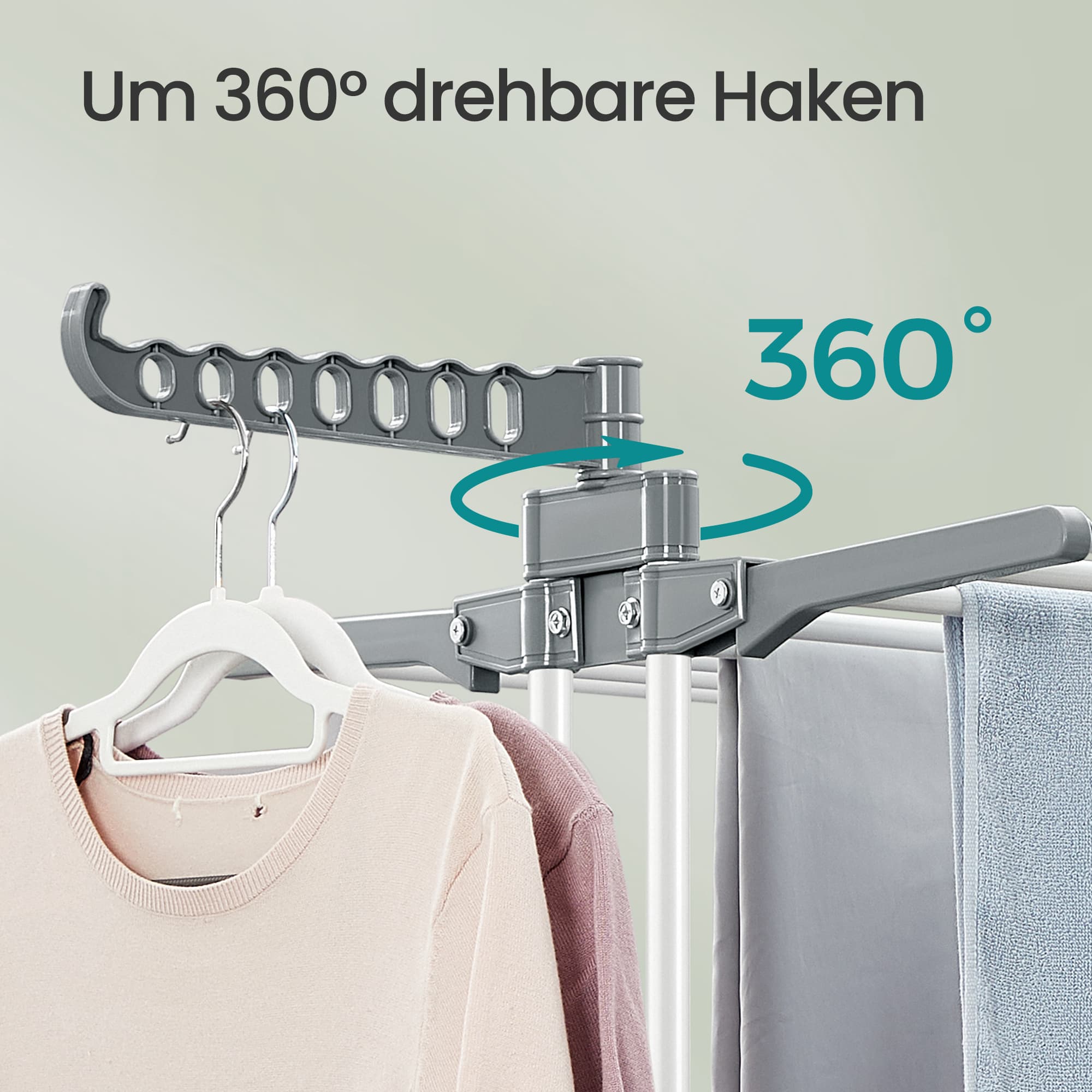 Drying rack - Foldable Washing rack - 173 cm high - Stainless steel - Gray
